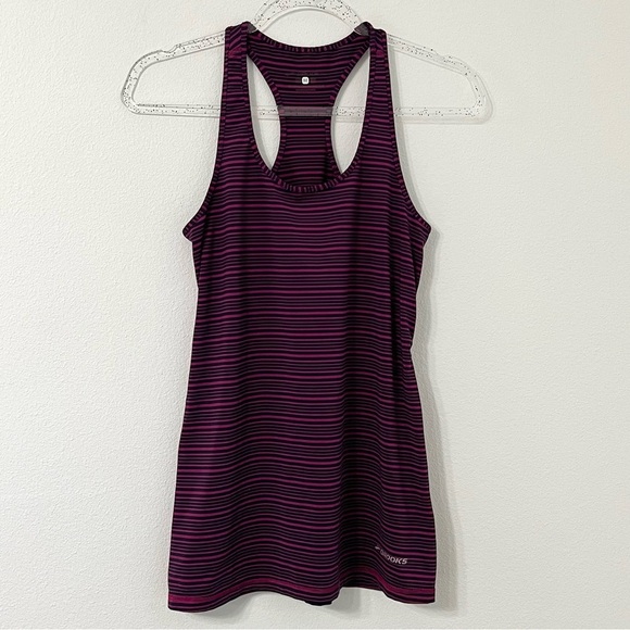 Brooks Super Soft Racerback Tank Top Blue Purple Striped Medium - Picture 1 of 7